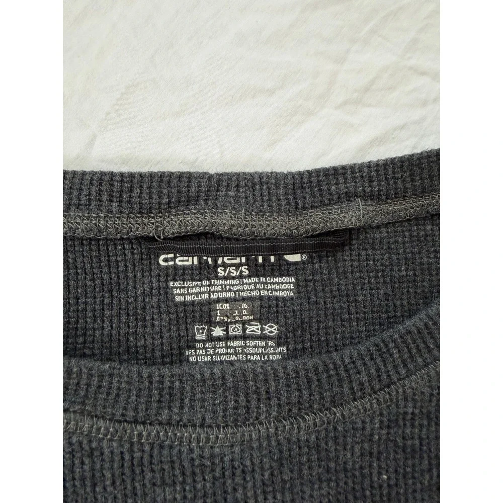 Carhartt Force Mens Small Gray Waffle Knit Thermal Base Layer Long Sleeve Shirt